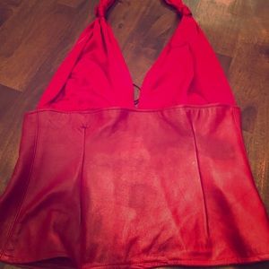 Silk and leather corset halter sexy top